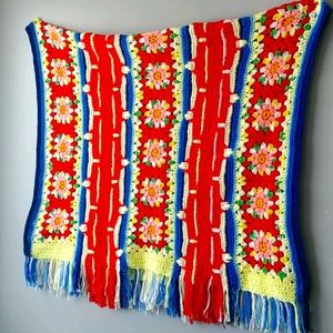 Handmade crochet knitted lap blanket